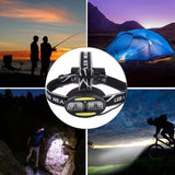 Outdoor Night COB T6 LED Head Light Induction Searchlight Adjustable Headband Accessory