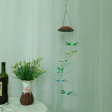 Outdoor Waterproof Solar Panel LED Dragonfly Wind Chimes Home Garden Decor Light (Green)