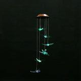 Outdoor Waterproof Solar Panel LED Dragonfly Wind Chimes Home Garden Decor Light (Green)