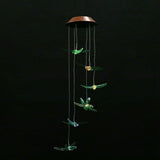 Outdoor Waterproof Solar Panel LED Dragonfly Wind Chimes Home Garden Decor Light (Green)