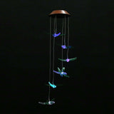 Outdoor Waterproof Solar Panel LED Dragonfly Wind Chimes Home Garden Decor Light (Green)