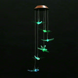 Outdoor Waterproof Solar Panel LED Dragonfly Wind Chimes Home Garden Decor Light (Green)