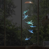 Outdoor Waterproof Solar Panel LED Dragonfly Wind Chimes Home Garden Decor Light (Green)