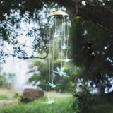 Outdoor Waterproof Solar Panel LED Dragonfly Wind Chimes Home Garden Decor Light (Green)