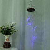Outdoor Waterproof Solar Panel LED Butterfly Wind Chimes Home Garden Decor Light (transparent)