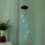 Outdoor Waterproof Solar Panel LED Butterfly Wind Chimes Home Garden Decor Light (transparent)