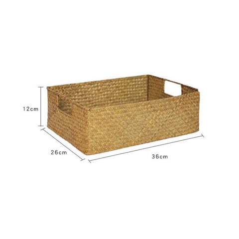 Handmade Seaweed Storage Basket Woven Storage Box with Handle for Home Kitchen Office In Australia - Darrahopens