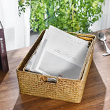 Handmade Seaweed Storage Basket Woven Storage Box with Handle for Home Kitchen Office In Australia - Darrahopens