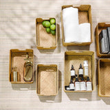 Handmade Seaweed Storage Basket Woven Storage Box with Handle for Home Kitchen Office