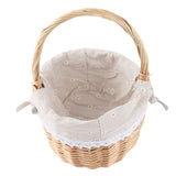 Rattan Storage Basket Hand Made Oval Picnic Storage Basket for Indoor Outdoor 28x26x20cm Daisy