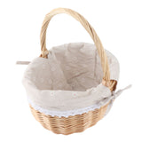 Rattan Storage Basket Hand Made Oval Picnic Storage Basket for Indoor Outdoor 28x26x20cm Daisy