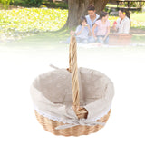 Rattan Storage Basket Hand Made Oval Picnic Storage Basket for Indoor Outdoor 28x26x20cm Daisy