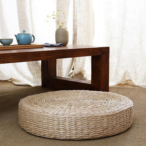 Japanese Style Handcrafted Tatami Floor Pillow Sitting Cushion Round Padded Room Floor Straw Mat for Outdoor Seat 50x6cm In Australia - Darrahopens