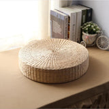 Japanese Style Handcrafted Tatami Floor Pillow Sitting Cushion Round Padded Room Floor Straw Mat for Outdoor Seat 50x6cm