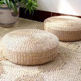 Japanese Style Handcrafted Tatami Floor Pillow Sitting Cushion Round Padded Room Floor Straw Mat for Outdoor Seat 50x6cm