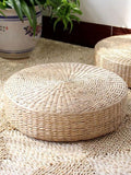 Japanese Style Handcrafted Tatami Floor Pillow Sitting Cushion Round Padded Room Floor Straw Mat for Outdoor Seat 50x6cm