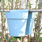 2PCS Grey Color Guardrail Saddle Pot Thickened PP Resin Hanging Saddle Railing Planter for Office Balcony