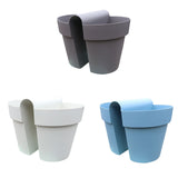 2PCS Grey Color Guardrail Saddle Pot Thickened PP Resin Hanging Saddle Railing Planter for Office Balcony
