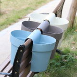 2PCS White Color Guardrail Saddle Pot Thickened PP Resin Hanging Saddle Railing Planter for Office Balcony