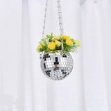 2PCS Disco Ball Planter Large Capacity Multifunctional Hanging Disco Ball Flower Pot for Gardens Terraces