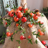 3pcs 6 Head Artificial Pomegranate Branch Stem Faux Fruit for Vase Realistic Faux Pomegranates Tree Branch for Decoration Home Party Orange