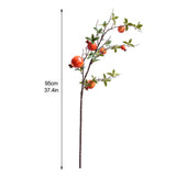 3pcs 6 Head Artificial Pomegranate Branch Stem Faux Fruit for Vase Realistic Faux Pomegranates Tree Branch for Decoration Home Party Orange