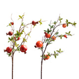 2pcs 6 Head Artificial Pomegranate Branch Stem Faux Fruit for Vase Realistic Faux Pomegranates Tree Branch for Decoration Home Party Red