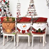6PCS Xmas Chair Back Cover Cartoon Soft Reusable Removable Elk Design Chair Protectors Cover for Dining Room