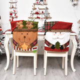 6PCS Xmas Chair Back Cover Cartoon Soft Reusable Removable Elk Design Chair Protectors Cover for Dining Room