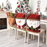 6PCS Xmas Chair Back Cover Cartoon Soft Reusable Removable Elk Design Chair Protectors Cover for Dining Room
