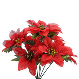 8 Pcs Artificial Poinsettia Flower 35cm 7 Heads 10cm Flower Diameter Artificial Poinsettia Bush for Wedding Stage Living Room Red