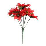 8 Pcs Artificial Poinsettia Flower 35cm 7 Heads 10cm Flower Diameter Artificial Poinsettia Bush for Wedding Stage Living Room Red
