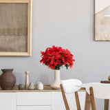 8 Pcs Artificial Poinsettia Flower 35cm 7 Heads 10cm Flower Diameter Artificial Poinsettia Bush for Wedding Stage Living Room Red