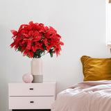 8 Pcs Artificial Poinsettia Flower 35cm 7 Heads 10cm Flower Diameter Artificial Poinsettia Bush for Wedding Stage Living Room Red
