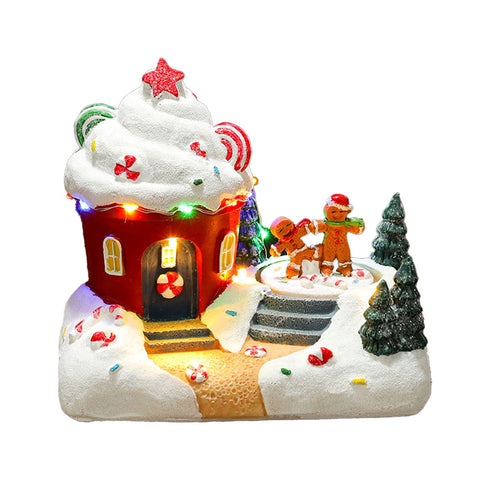 Xmas Village Set Battery Operated LED Lighted Xmas Building Village Ornament for Home Decoration Ice Cream Shape In Australia - Darrahopens
