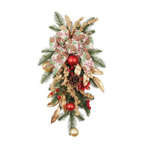 Artificial Xmas Swag Decorative Green Pine Needles Swag with Red Berries Pinecone 55x25cm In Australia - Darrahopens