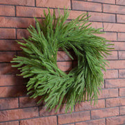 Artificial Norfolk Pine Wreath 60cm Faux Xmas Green Pine Hanging Wreath for Front Door Home Decor Single Color