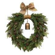 Front Door Artificial Wreath 19.7inch Realistic Pine Wreath with Bells for Indoor Outdoor Window Home Decor In Australia - Darrahopens