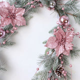 Artificial Xmas Decor Flower and Pine Needles Artificial Xmas Hanging Decor for Home Rattan