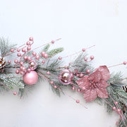 Artificial Xmas Decor Flower and Pine Needles Artificial Xmas Hanging Decor for Home Rattan