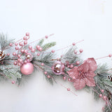 Artificial Xmas Decor Flower and Pine Needles Artificial Xmas Hanging Decor for Home Rattan