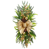 Xmas Staircase Swag with Light String Artificial Wreath Decor for Door Stair Wall Window Golden In Australia - Darrahopens