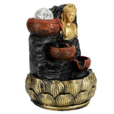 Desktop Buddha Statue Fountain Flowing Water Ornament with Light and Ball Resin Landscape Decoration1140 US Plug 110V In Australia - Darrahopens
