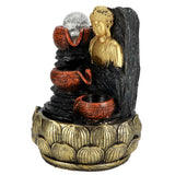 Desktop Buddha Statue Fountain Flowing Water Ornament with Light and Ball Resin Landscape Decoration1140 US Plug 110V