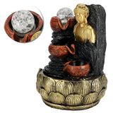 Desktop Buddha Statue Fountain Flowing Water Ornament with Light and Ball Resin Landscape Decoration1140 US Plug 110V