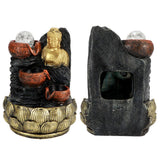 Desktop Buddha Statue Fountain Flowing Water Ornament with Light and Ball Resin Landscape Decoration1140 US Plug 110V