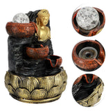 Desktop Buddha Statue Fountain Flowing Water Ornament with Light and Ball Resin Landscape Decoration1140 US Plug 110V
