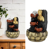Desktop Buddha Statue Fountain Flowing Water Ornament with Light and Ball Resin Landscape Decoration1140 US Plug 110V
