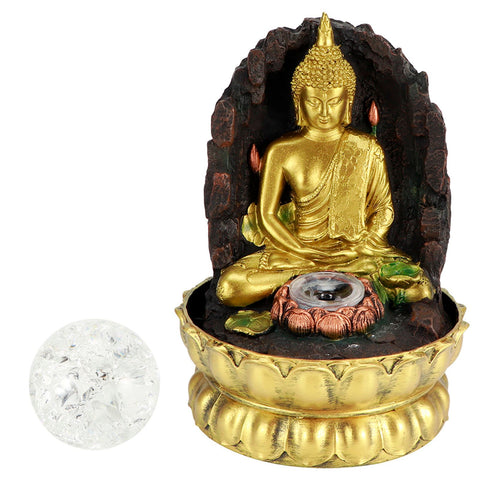 Resin Water Fountain Ornaments Meditating Buddha Statue LED Lighted Tabletop Fountain Home DecorationUS Plug 110V In Australia - Darrahopens
