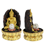 Resin Water Fountain Ornaments Meditating Buddha Statue LED Lighted Tabletop Fountain Home DecorationUS Plug 110V